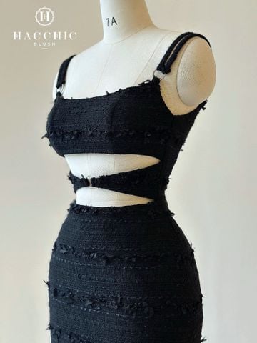 BLACK TWEED DRESS