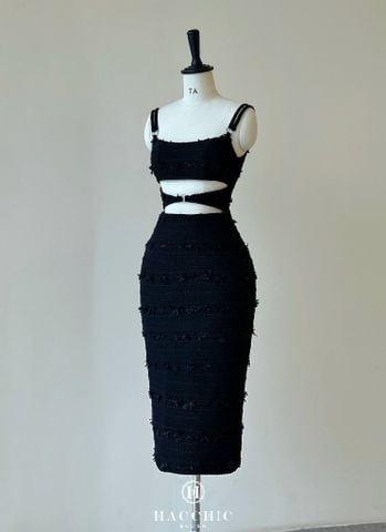 BLACK TWEED DRESS