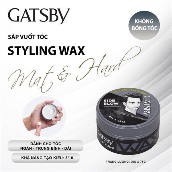 Sáp Tạo Kiểu Tóc Wax Gatsby Side Blow Mat & Hard_Đen 75g