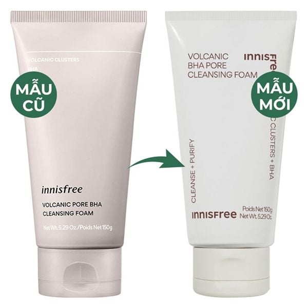 Sữa Rửa Mặt innisfree Volcanic Pore BHA Cleansing Foam Kiểm Soát Nhờn Tro Núi Lửa & BHA 150g