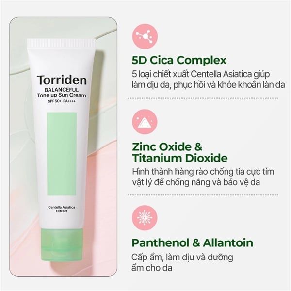 Kem Chống Nắng Torriden Balanceful Cica Tone Up Sun Cream SPF50+ PA++++ 60ml