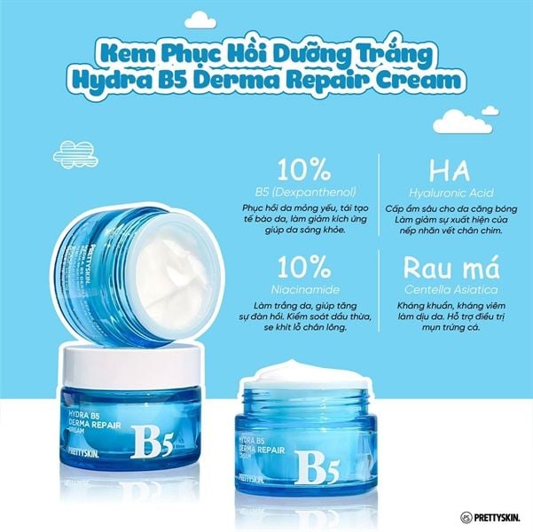 Kem dưỡng phục hồi Pretty Skin Hydra B5 Derma Repair Cream 52ml