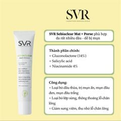 Kem Dưỡng Giảm Mụn SVR Sebiaclear Mat + Pores 40ml