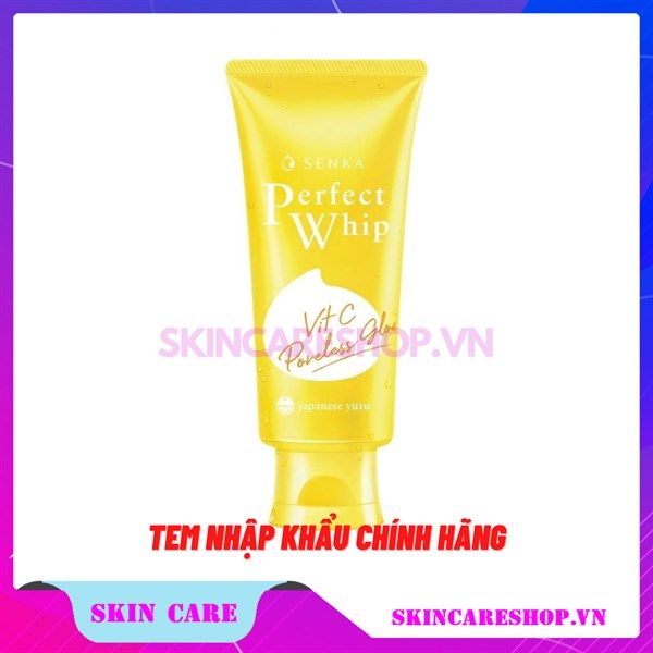 Sữa Rửa Mặt Senka Perfect Whip Vit C Poreless Glow Dưỡng Sáng Mờ Thâm 100g