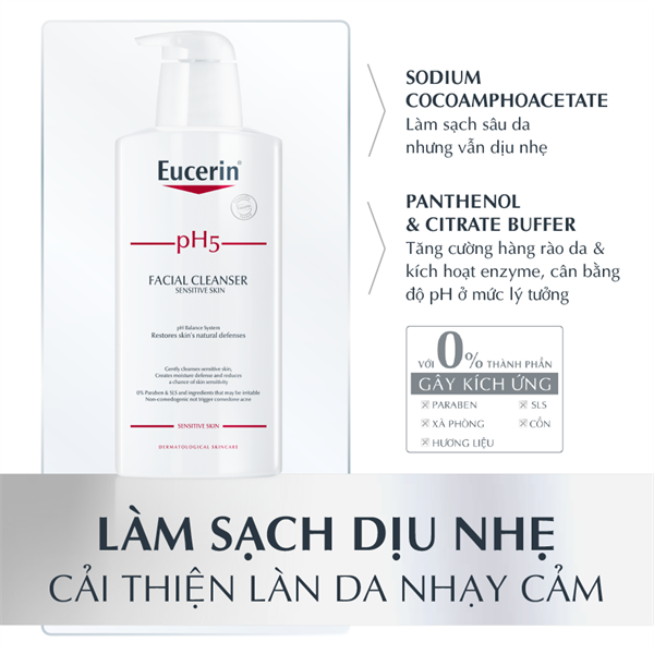 Sữa Rửa Mặt Eucerin Facial Cleanser PH5 Sensitive Skin Cho Da Nhạy Cảm 400ml