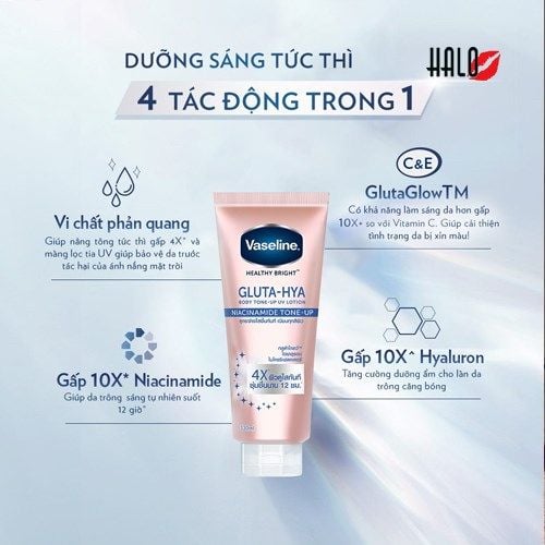 Dưỡng Thể Trắng Da Vaseline Gluta-Hya Niacinamide Tone-Up UV Lotion 300ml