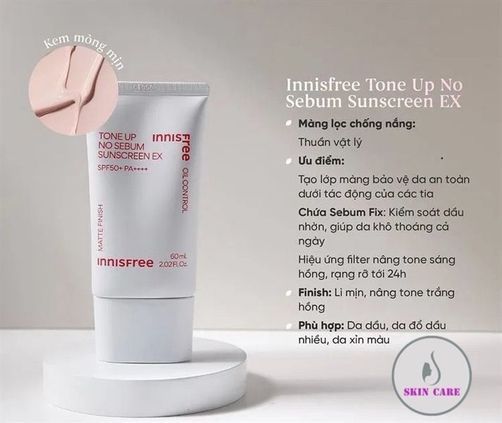 Kem Chống Nắng Innisfree Tone Up No Sebum Sunscreen SPF50+ PA+++ 50ml