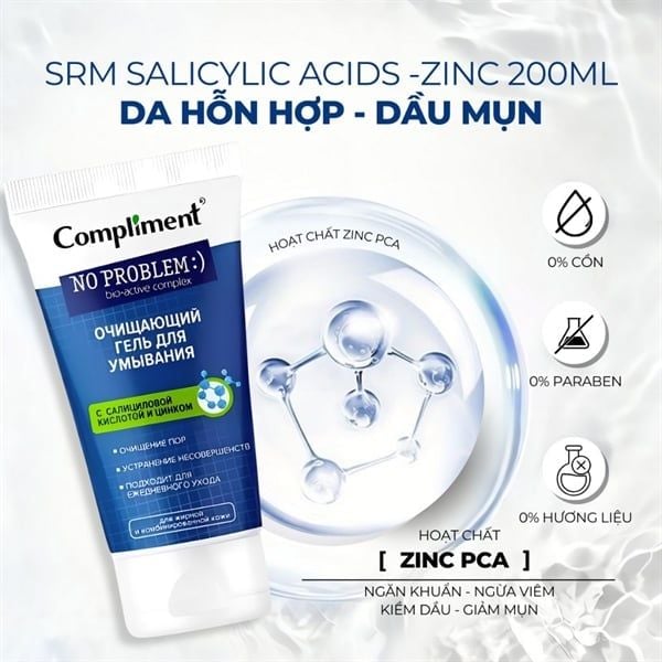 Gel Rửa Mặt Compliment No Problem Cleansing Gel 200ml