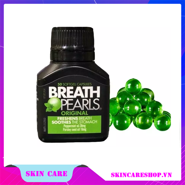 Viên uống thơm miệng Breath Pearls Original Freshens Breath Soothes The Stomach (50 viên)