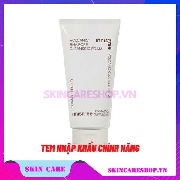 Sữa Rửa Mặt innisfree Volcanic Pore BHA Cleansing Foam Kiểm Soát Nhờn Tro Núi Lửa & BHA 150g