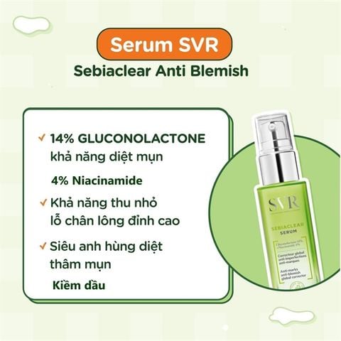 Tinh Chất Giảm Mụn Làm Mờ Thâm Sạm Và Mềm Mịn Da SVR Sebiaclear Serum 30ml