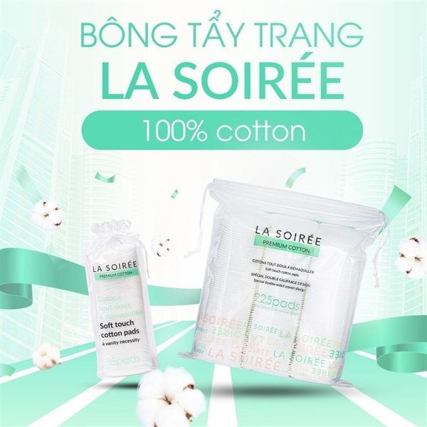 Bông Tẩy Trang La Soiree Premium Cotton Tự Nhiên 225 Miếng