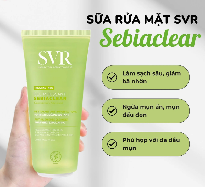 Combo Sữa Rửa Mặt SVR Sebiaclear Gel Moussant 200ml + 55ml