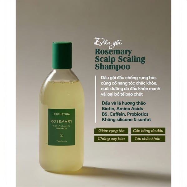 Dầu Gội Hương Thảo Ngăn Rụng Tóc Aromatica Rosemary Scalp Scaling Shampoo 400ml
