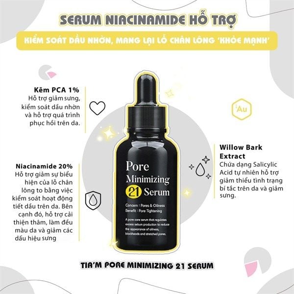 Tinh Chất Niacinamide 20% + Zinc 1% Tiam Pore Minimizing 21 Serum 40ml