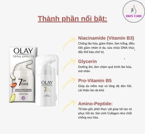 Kem Dưỡng Da Ban Đêm Olay Total Effects 7in1 Night Moisturiser Nourish Overnight 50ml