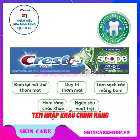 Kem Đánh Răng Crest Complete Plus Scope Outlast 153g