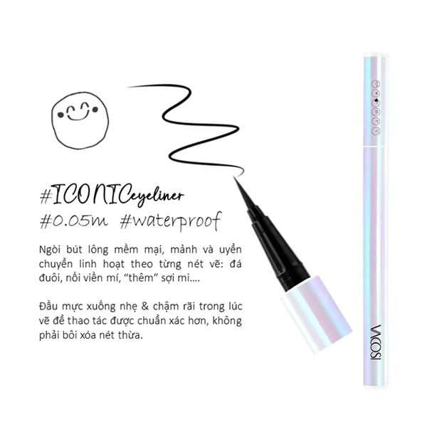 Bút Kẻ Mắt Nước Vacosi Waterproof Eyeliner 24H Không Lem