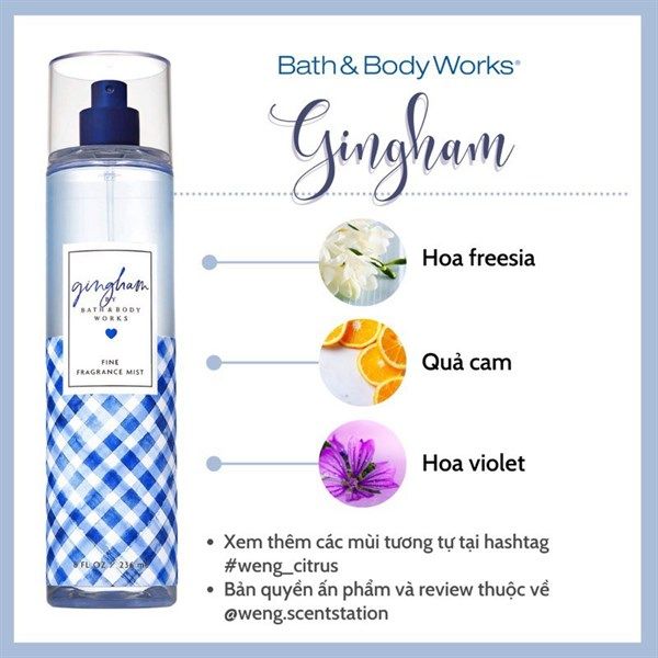 Xịt Thơm Bath & Body Works GingHam Fine Fragrance Mist