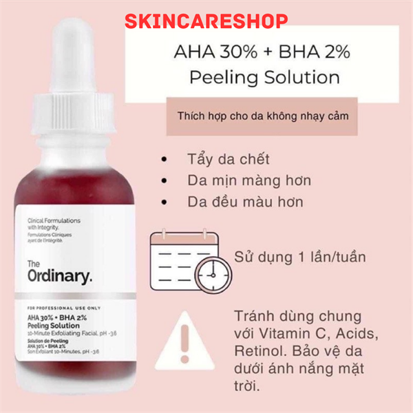 Tinh Chất trị mụn The Ordinary AHA 30% + BHA 2% Peeling Solution 30ml