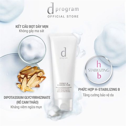 Sữa Rửa Mặt Tạo Bọt Và Dưỡng Ẩm Da D Program Essence In Cleansing Foam 120g