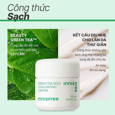 Kem Dưỡng Innisfree Green Tea Seed Hyaluronic Cream 50ml