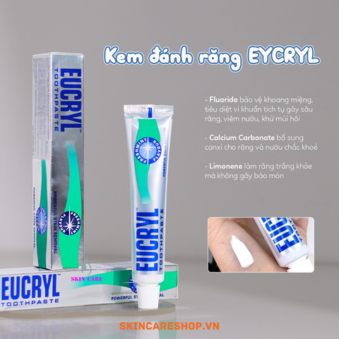 Kem Đánh Răng Tẩy Trắng Eucryl Toothpaste 62g