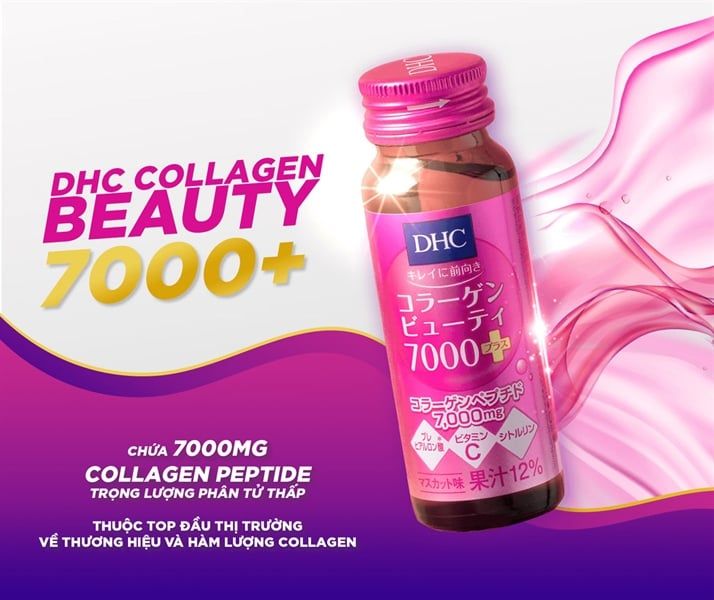 Nước Uống Bổ Sung Collagen DHC Collagen Beauty 7000 Plus (Hộp 10 Chai)