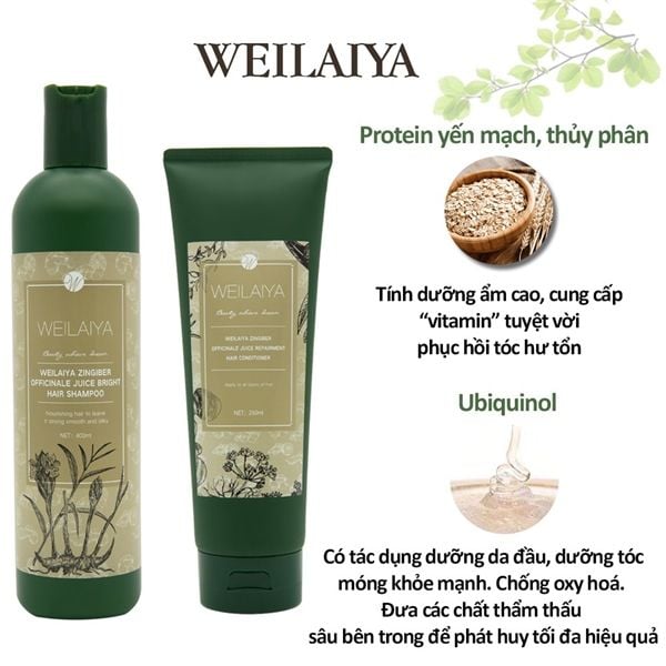 Bộ Dầu Gội Hà Thủ Ô Weilaiya Hair Strength 250ml/chai (Tặng set mini)