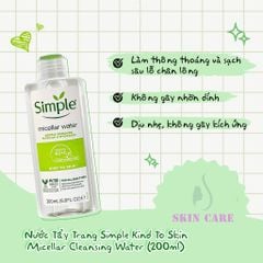 Nước Tẩy Trang Simple Kind To Skin Micellar Cleansing Water 200ml