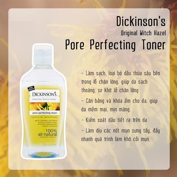 Nước hoa hồng Dickinson's Original Witch Hazel Pore Perfecting Toner 473ml