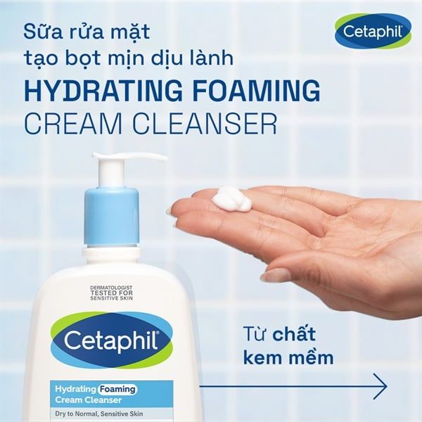 Sữa Rửa Mặt Tạo Bọt Dịu Lành Cho Da Nhạy Cảm Cetaphil Hydrating Foaming Cream Cleanser