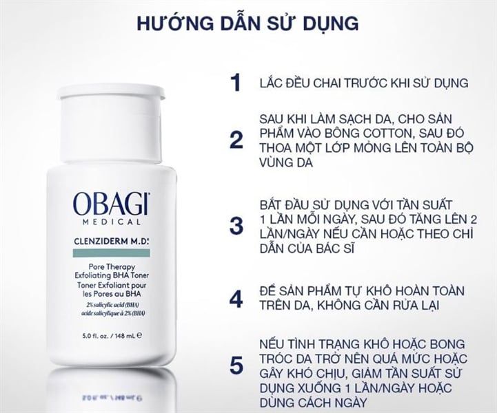 [Phiên bản mới] Toner BHA giảm mụn Obagi Medical Clenziderm M.D. Pore Therapy Exfoliating 148ml