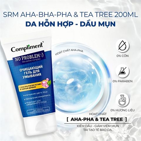 Gel Rửa Mặt Compliment No Problem Cleansing Gel 200ml