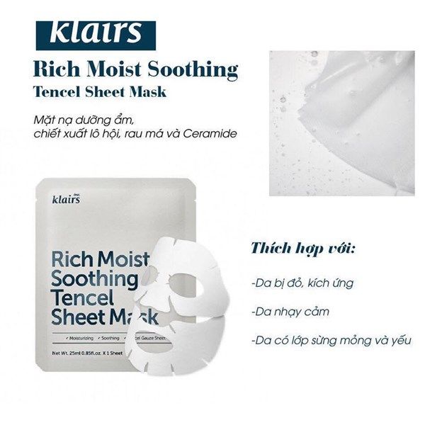 Mặt Nạ Klairs Rich Moist Soothing Tencel Sheet Mask 25ml