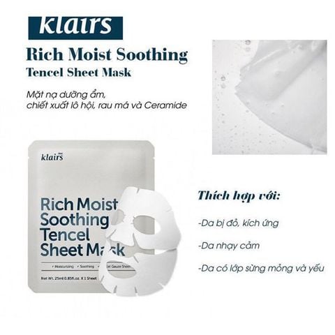 Mặt Nạ Klairs Rich Moist Soothing Tencel Sheet Mask 25ml