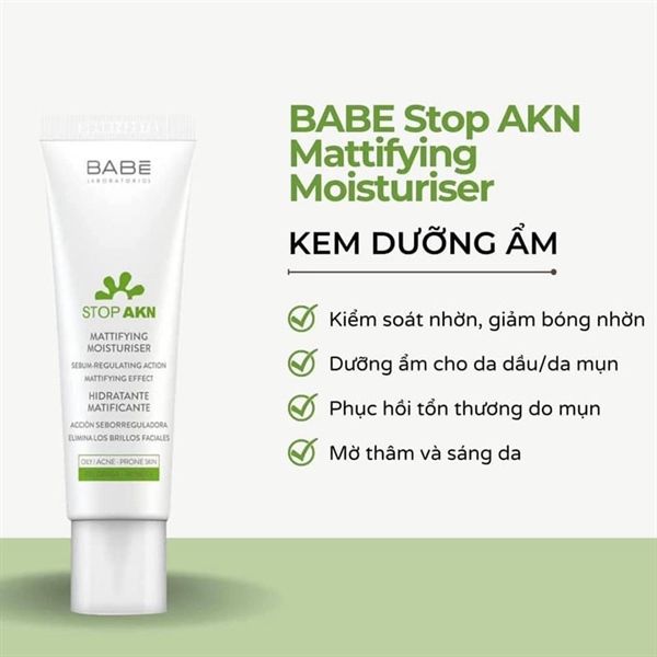 Kem Dưỡng Babe Stop AKN Mattifying Moisturiser Cho Da Dầu Mụn 50ml