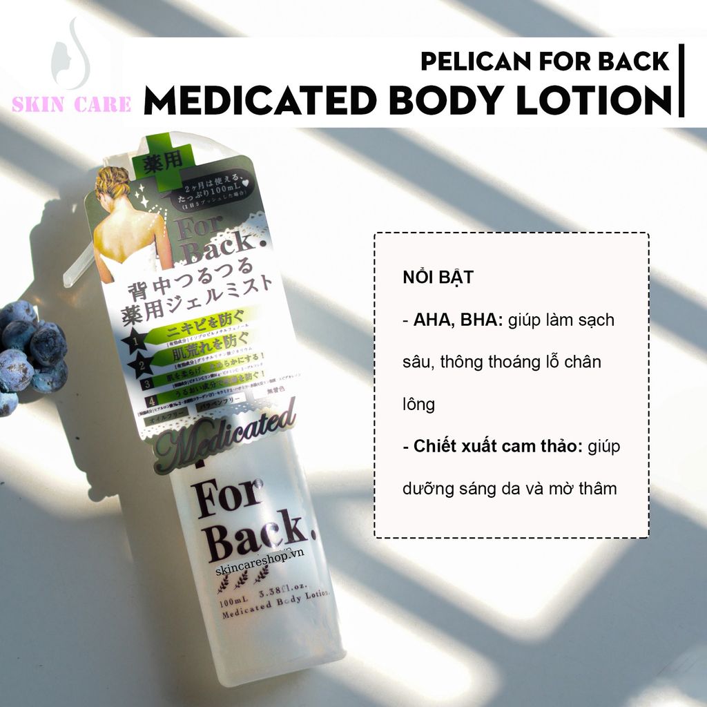 Xịt Trị Mụn Và Thâm Lưng Pelican For Back Medicated Body Lotion 100ml