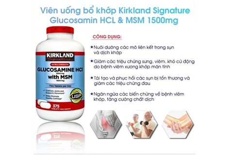 Viên Uống Bổ Khớp Kirkland Glucosamine HCL MSM 1500mg 375 Viên