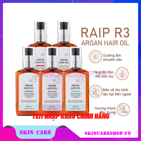 Dầu Dưỡng Giúp Hồi Phục Tóc Hư Tổn Raip R3 Argan Hair Oil 100ml
