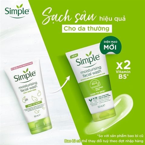 Sữa Rửa Mặt Da Nhạy Cảm Simple Moisturising Facial Wash 150ml