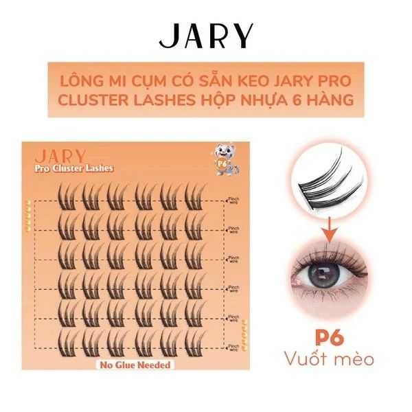 Lông Mi Cụm Có Sẵn Keo Jary Pro Cluster Lashes Hộp Nhựa 6 Hàng