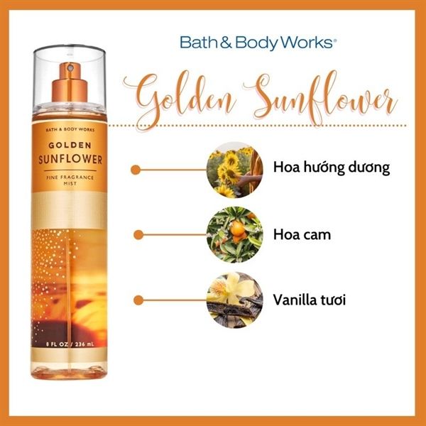 Xịt Thơm Bath & Body Works Golden Sunflower Fine Fragrance Mist