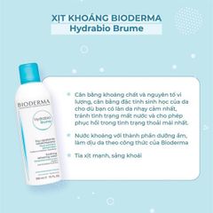 Xịt khoáng Bioderma Hydrabio Brume Soothing Refreshing Water 300ml