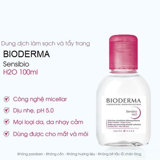 Nước tẩy trang Bioderma Micellar Sensibio H2O 100ml