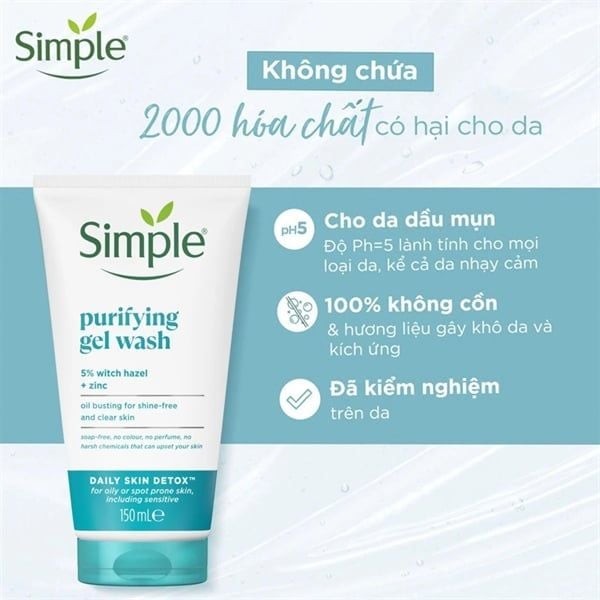 Gel Rửa Mặt Simple Purifying Gel Wash 150ml
