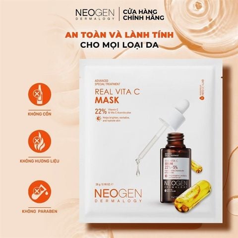 Mặt Nạ Neogen Serum X3 Dưỡng Trắng Mờ Thâm Neogen Real Vita C Mask 22% 28g