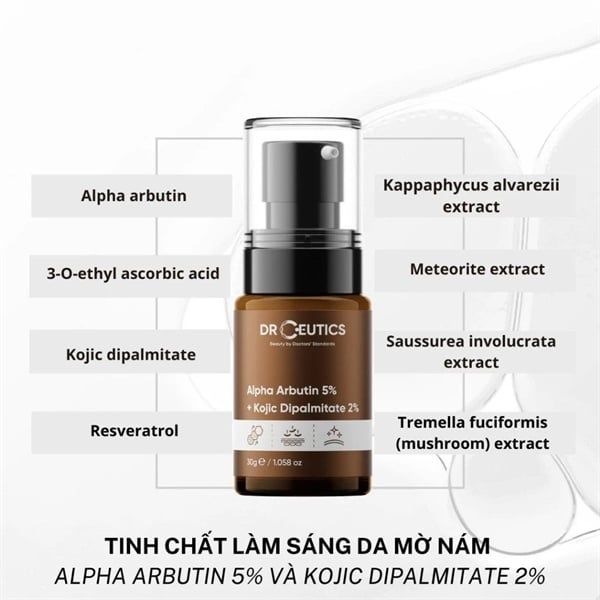 Tinh chất sáng da mờ nám DrCeutics Alpha Arbutin 5% + Kojic Dipalmitate 2% 30g