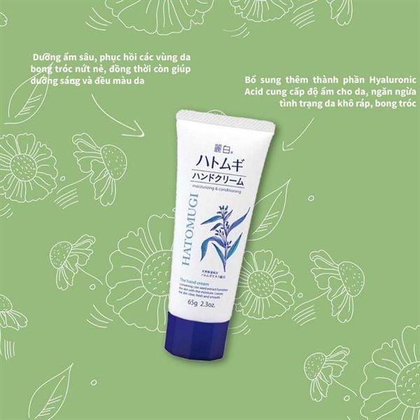 Kem Dưỡng Da Tay Mềm Mịn Hatomugi Moisturizing & Conditioning The Hand Cream 65g