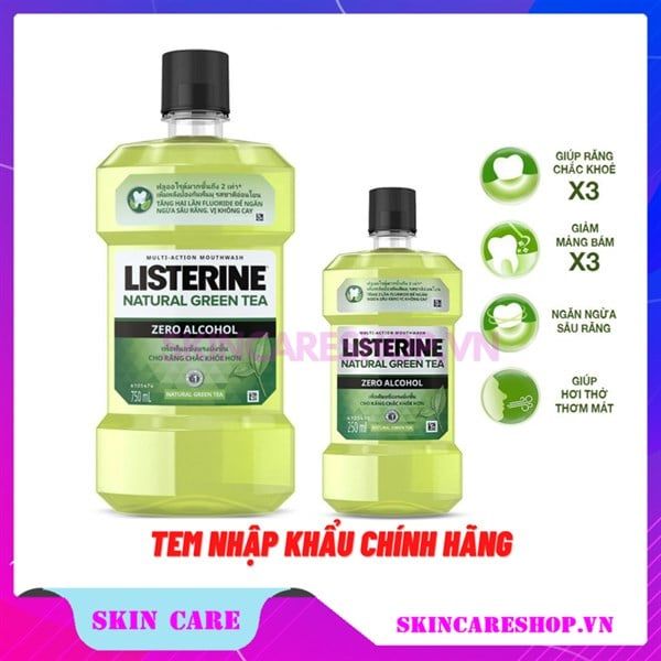 Nước Súc Miệng Listerine Natural Green Tea Zero Alcohol Multi-Action Mouthwas